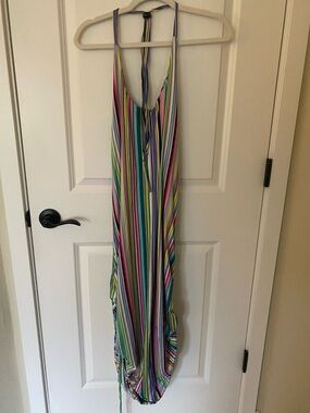 The Undress version 5 Striped Multicolor Maxi Dress - Vibrant Vertical Stripes